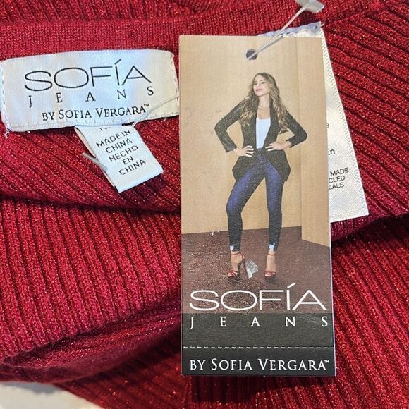 Sofia Jeans by Sofia Vergara Red One Shoulder Sweeter Knit Jumpsuit - Picture 6 of 7